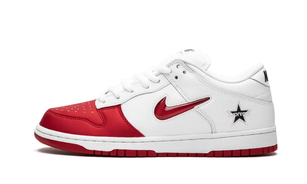 Nike Dunk SB Dunk Low 'Supreme - Jewel Swoosh Red White'