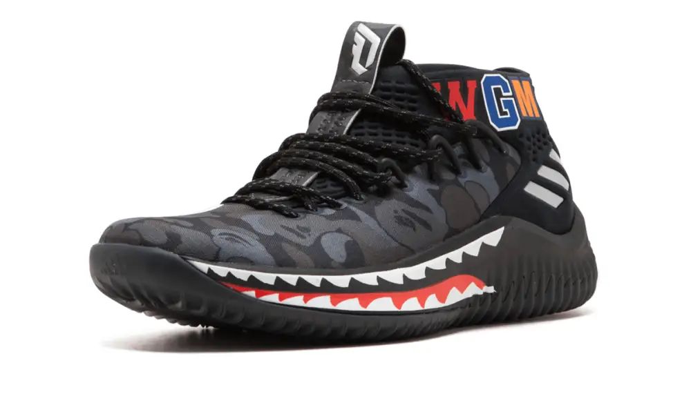 More Adidas Shoes DAME4 BAPE 'Black Shark ABC Camo'