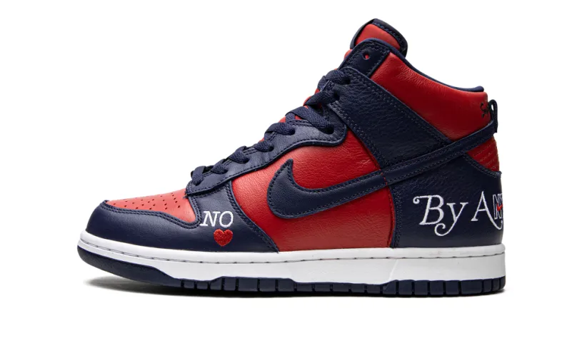 Nike SB SB Dunk High 'Supreme - By Any Means - Navy Red' 