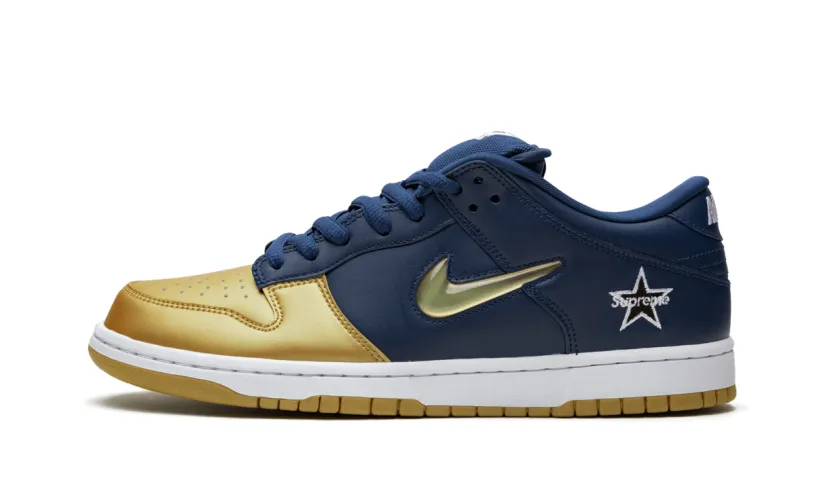 Nike Basketball SB Dunk Low 'Supreme - Jewel Swoosh Gold Navy' 