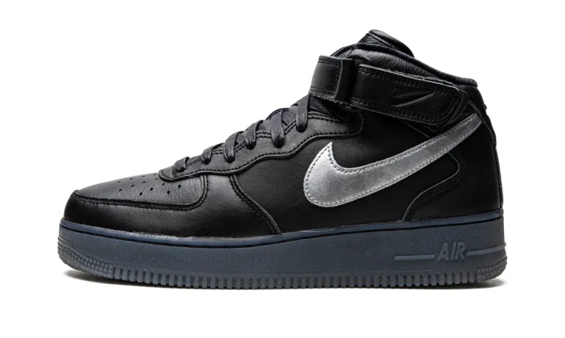 Nike Lifestyle Air Force 1 Mid 'Black   Metallic Silver' 