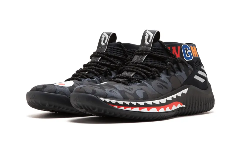 More Adidas Shoes DAME4 BAPE 'Black Shark ABC Camo' 