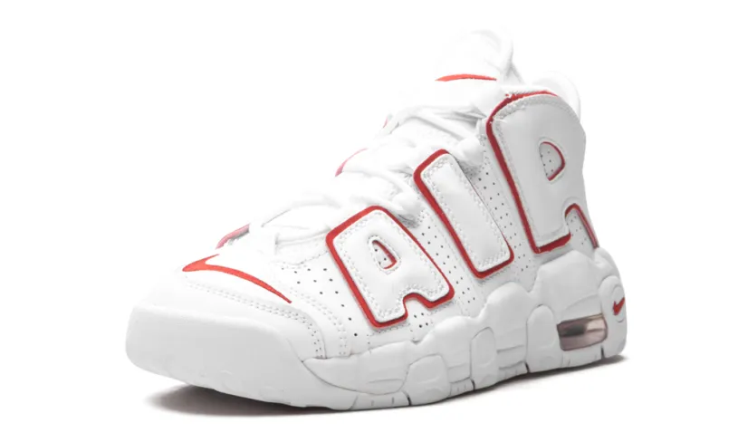 Nike Basketball Air More Uptempo GS 'White   Varsity Red' 