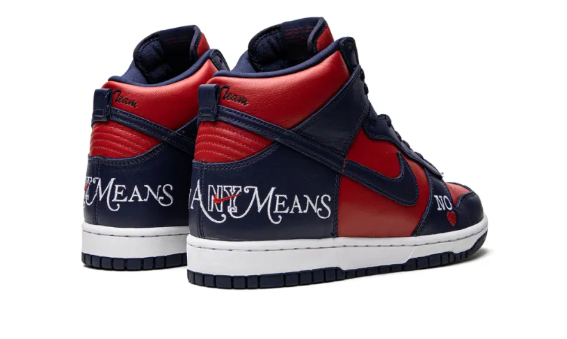 Nike SB SB Dunk High 'Supreme - By Any Means - Navy Red' 