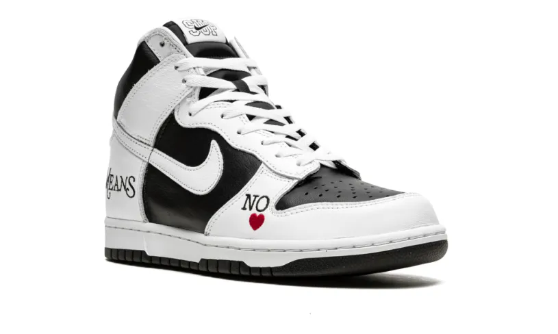Nike SB SB Dunk High 'Supreme - By Any Means - White Black' 