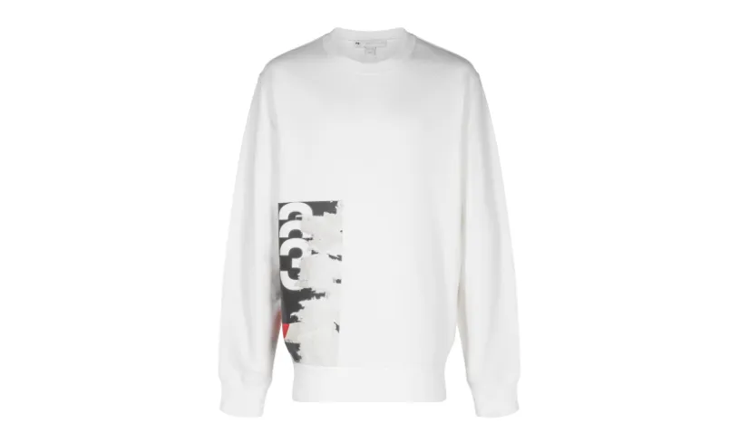 Adidas Y-3 Y-3 Printed Long Sleeve Pullover Hoodie 'White Black'
