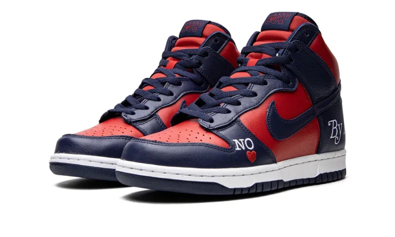 Nike SB SB Dunk High 'Supreme - By Any Means - Navy/Red'