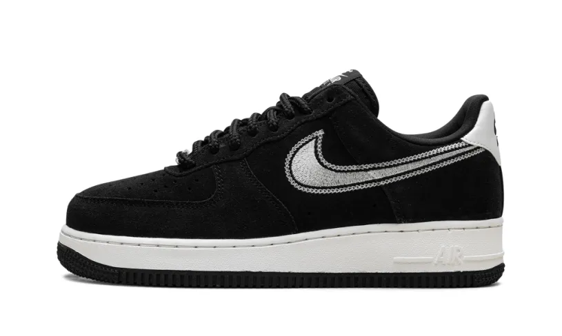 Nike Lifestyle Air Force 1 Low '07 LV8 'Black Sail Embroidered Swoosh' 