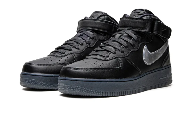 Nike Lifestyle Air Force 1 Mid 'Black   Metallic Silver' 