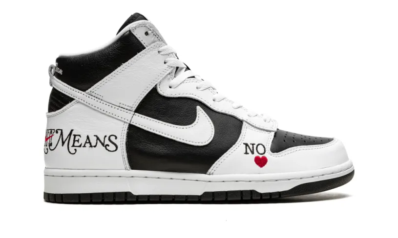 Nike SB SB Dunk High 'Supreme - By Any Means - White Black' 