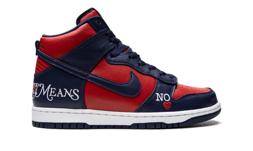 Nike SB SB Dunk High 'Supreme - By Any Means - Navy Red'