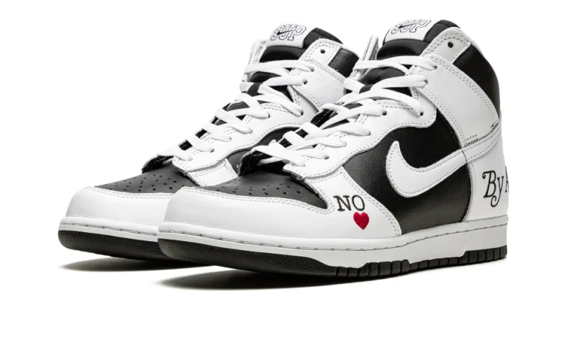 Nike SB SB Dunk High 'Supreme - By Any Means - White Black' 