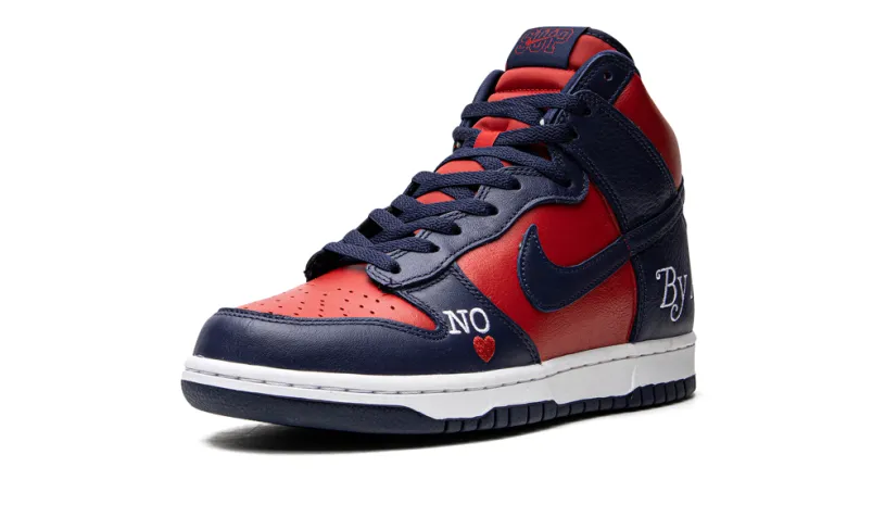 Nike SB SB Dunk High 'Supreme - By Any Means - Navy Red' 