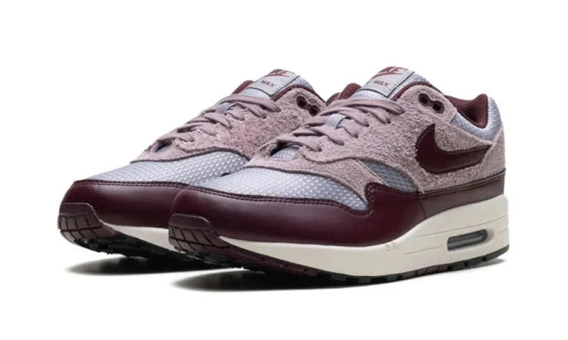 Nike Air Max Air Max 1 ESS PRM 'CEMENT GREY BURGUNDY CRUSH' 