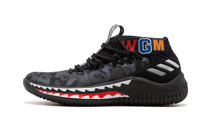 More Adidas Shoes DAME4 BAPE 'Black Shark ABC Camo'